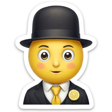 anime lemon character with monocle, necktie, and bowler hat sticker