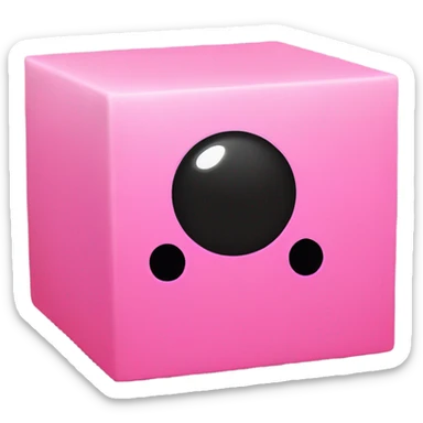 Yellow cube with long black Kirby eyes with pink Kirby feet sticker