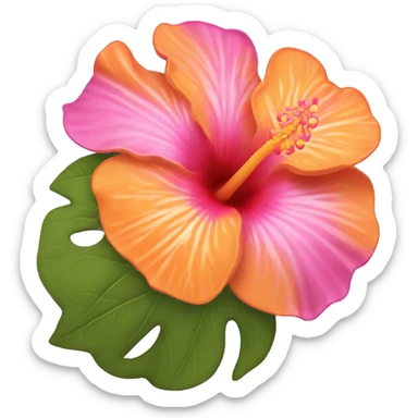 Orange and pink hibiscud sticker