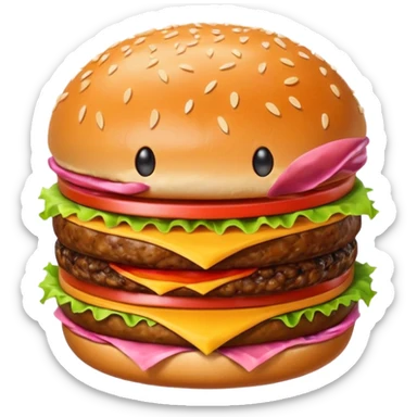 hamburger character with eyes and mouth sticker