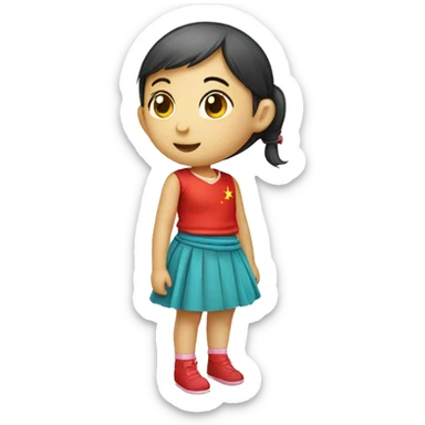 chinese little girl skirt, side view sticker