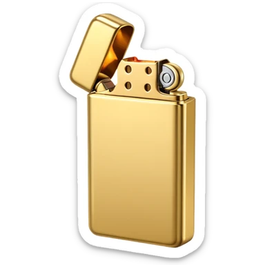 emoji icon of a golden metallic lighter minimalist white background sticker