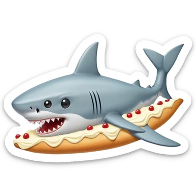 shark eats a slice of vanilla Cake roll  sticker