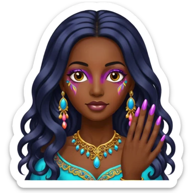 nail art black woman long hair sticker