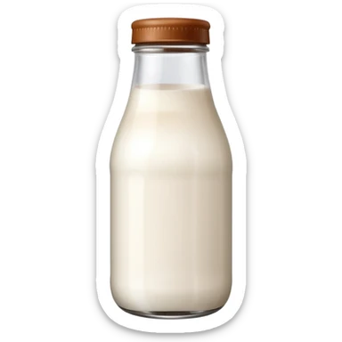 Cute glass milk bottle, white milk, brown cap sticker
