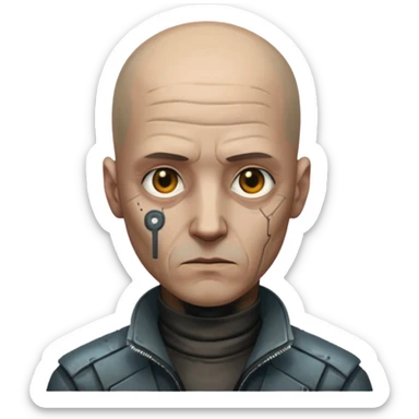 cyberpunk poor man whihout hair sticker