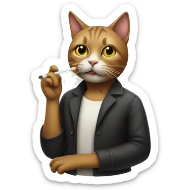 Cat smoking a cigarette sticker