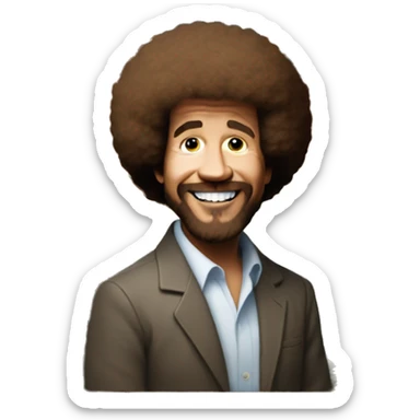 bob ross with his painting sticker
