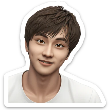 beach portrait of brown-haired boy sticker