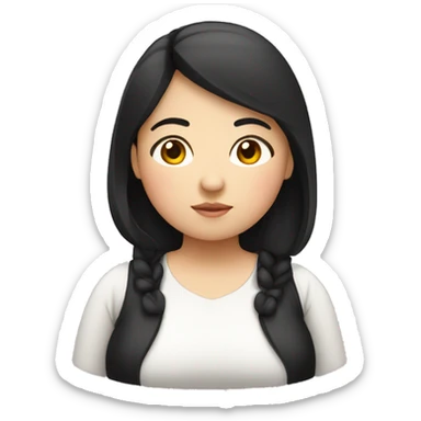 little overweight asian woman with black  hair, make emoji from shoulders, use one photo  sticker