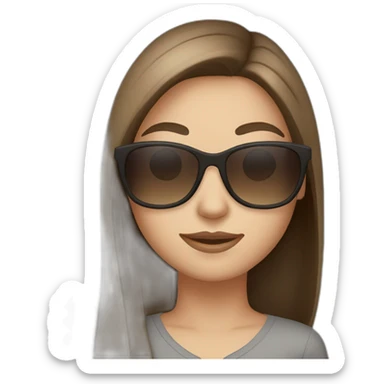 white girl with long straight brown hair wearing sunglasses sticker