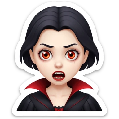 Cartoon vampire girl with a scared and shocked expression sticker