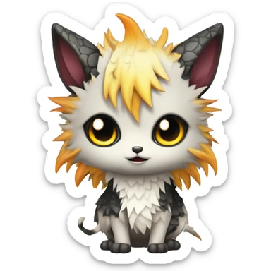 an edgy cute kawaii vernid-fionbri with splash patterns full body sticker