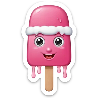 happy pink popsicle with eyes and white beanie sticker
