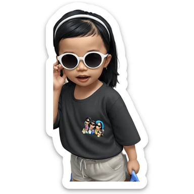 girl with black hair sunglasses sticker