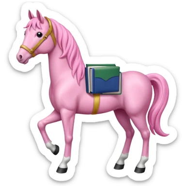 pink horse with book sticker