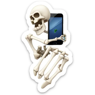 skeleton hand holding a mobile phone sticker