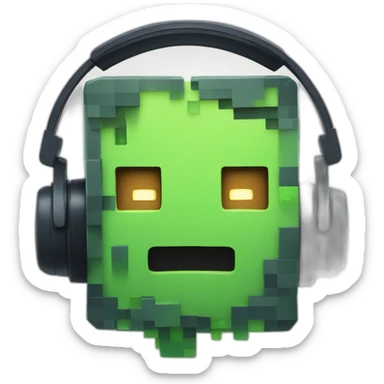 Minecraft Slime wearing a headset sticker