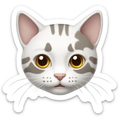 Gato blanco con rayas grises y marrones sticker