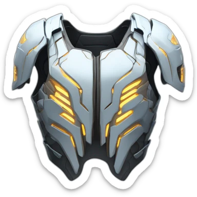 futuristic armored Omega Energy breastplate radiating omega energy sticker