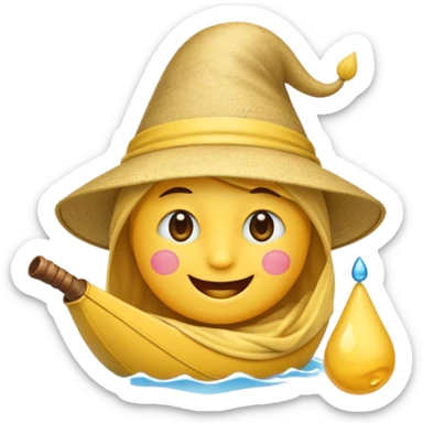 Emoji souriant avec goutte de sueur avec chapeau d"anniversaire et goutte de sueur sticker