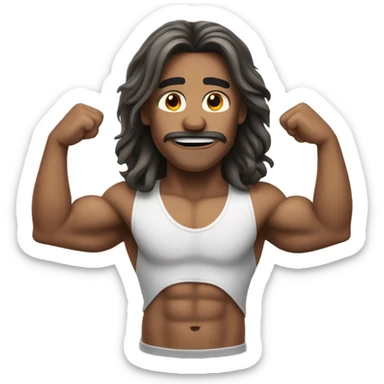 mid long hair, muscles sticker