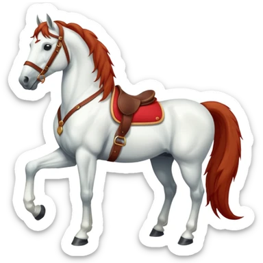 Christmas white horse with red saddle a full-length  sticker