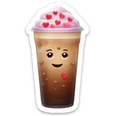 Ice coffee with hearts sticker