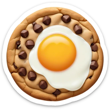 chocolate chip cookie with a sunny side up egg on top sticker