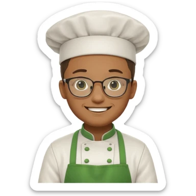 chef with green apron, wearing glasses sticker