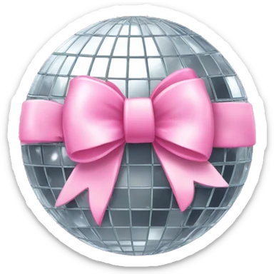 Disco ball with light pink bow sticker