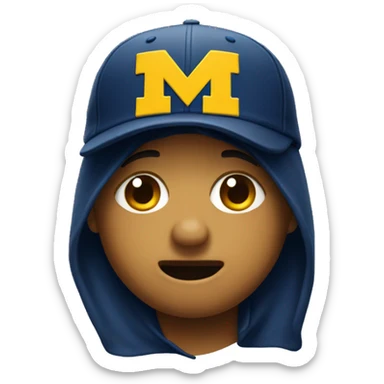 Crying face emoji wearing University of Michigan hat sticker