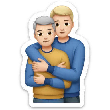Two males hugging for comfort sticker