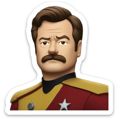 Ron Swanson as Captain Kirk Star Trek  sticker