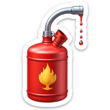 red gasoline canister plain pouring drops of diesel no fire sticker