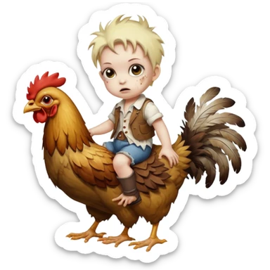 A baby zombie riding a chicken sticker