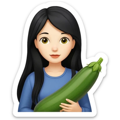 peppermint with long hair carrying a zucchini sticker