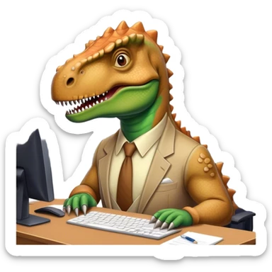 old dinosaurs working in an office sticker