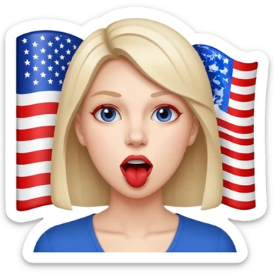 a woman is talking and the English and American flags are coming out of her mouth sticker