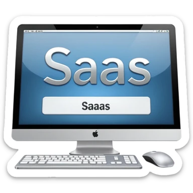 technical looking computer with text "SaaS" sticker