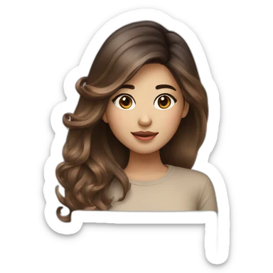 brown balayage Hair korean girl with macbook sticker