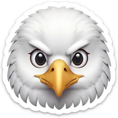 cinematic-cute-american-eagle-portrait-emoji,-head-tilted-playfully-and-inquisitively,-featuring-a-streamlined-form-with-a-subtle-blend-of-dark-and-white-plumage-and-round,-sparkling-eyes-full-of-spirited-charm,-simplified-yet-irresistible sticker