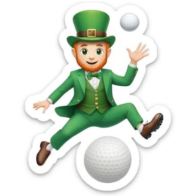 A leprechaun riding a golf ball through the air sticker