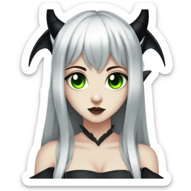 Gothic succubus girl with green eyes anime style  sticker
