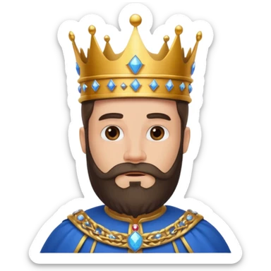 bearded king with crown and blue outfit sticker