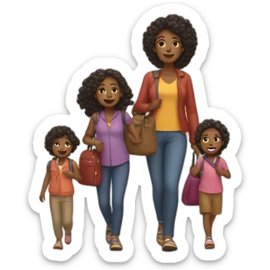 Black mother with 4 kids traveling sticker