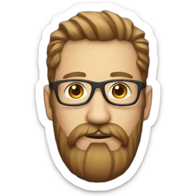Middle aged hipster no hat with beard sticker
