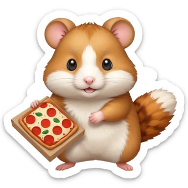 Hamster deliver pizza box sticker