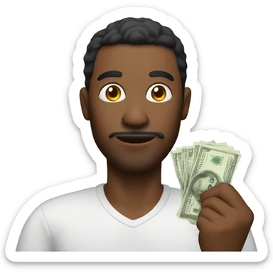 A man holding fake money sticker