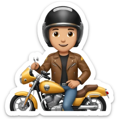 happy man riding a  motorcycle sticker